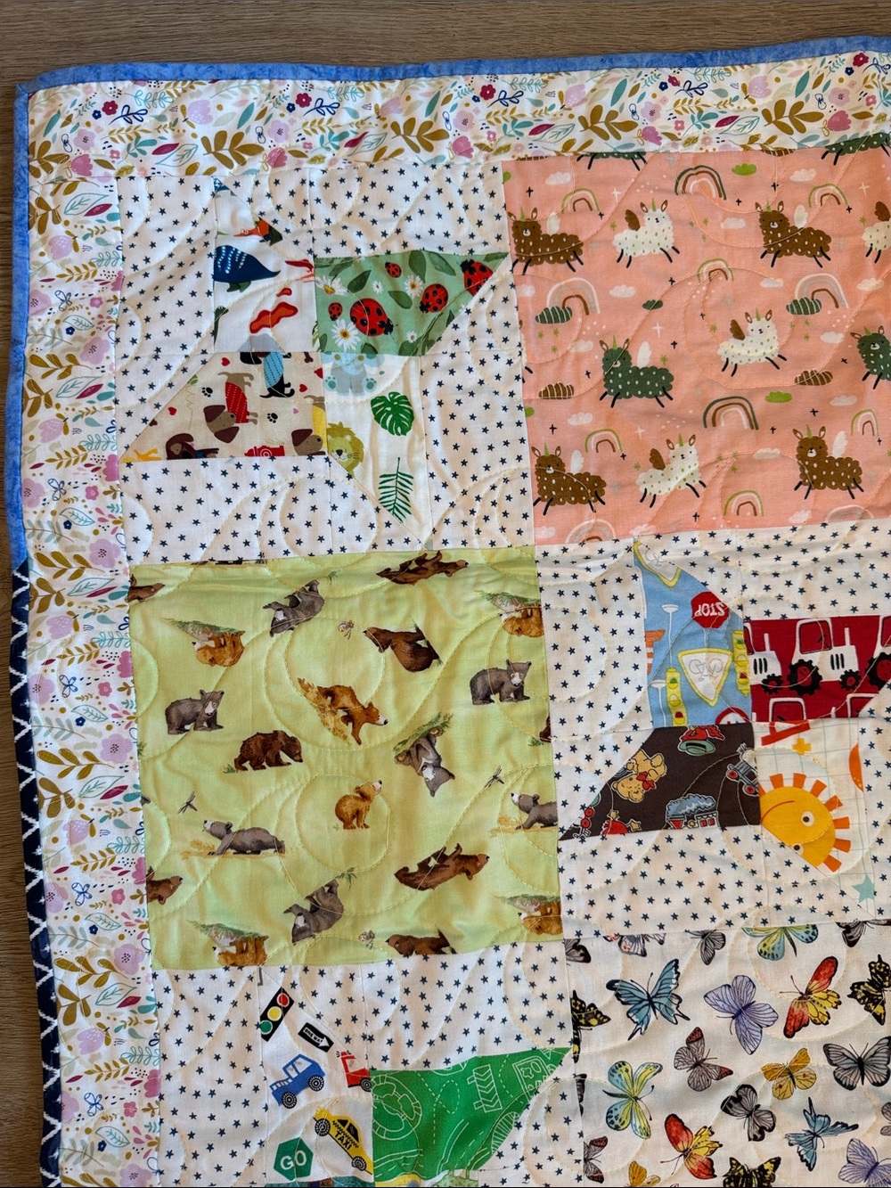 Handmade Patchwork Children’s Quilt in Pastel Multi Colors - Picture 5 of 9